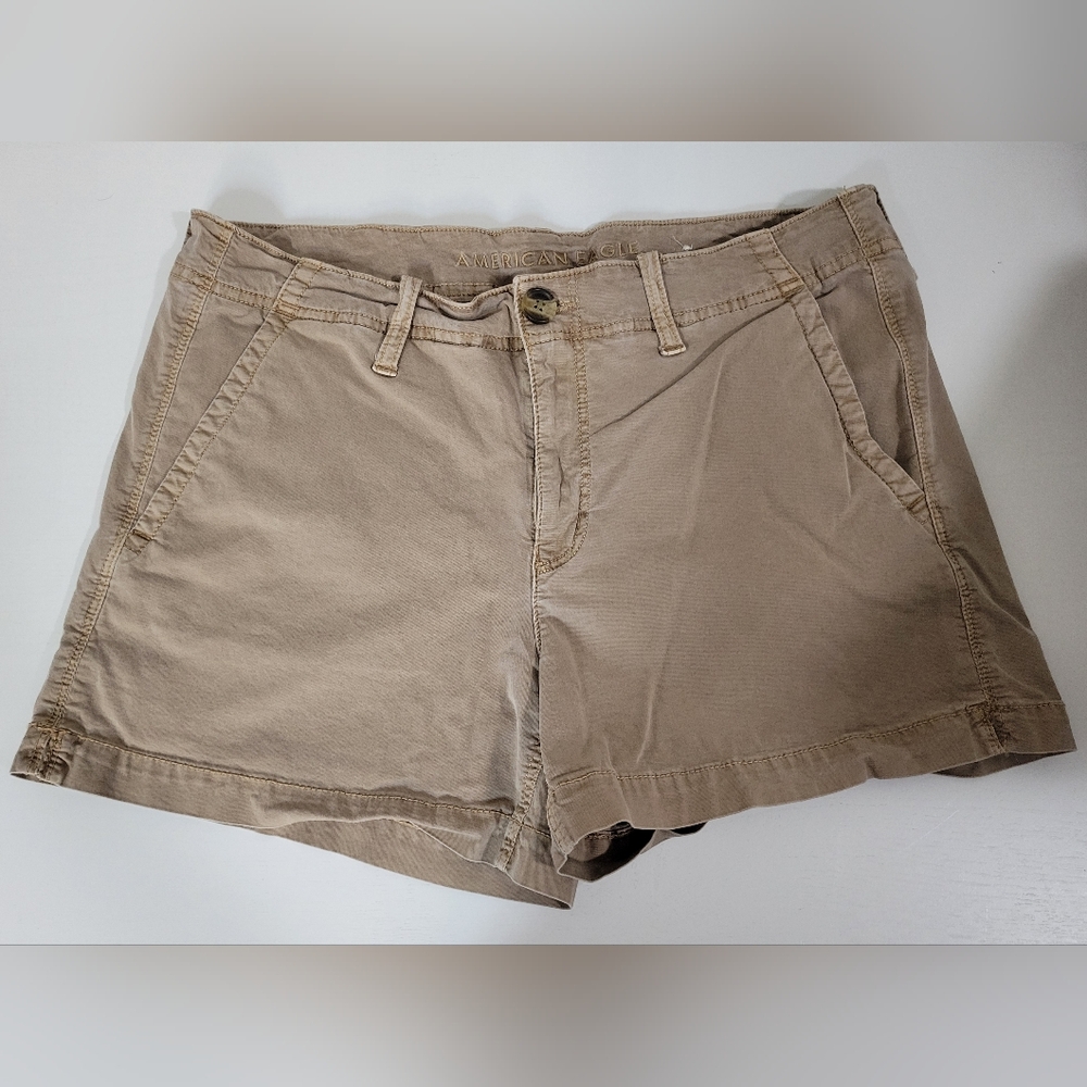 American Eagle Midi Khaki Super Stretch Shorts